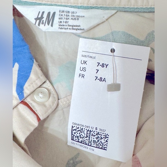 H&M Kids Dinosaur Print Shirt NWT Sz 7-8Y - Picture 4 of 6